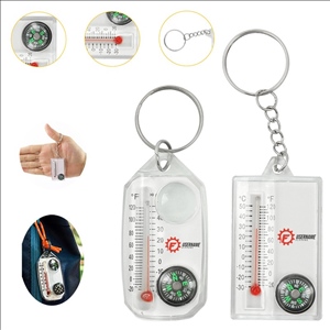 Finger North Compass Mini Portable Night Light Precision Thermometer Keychain Three in One